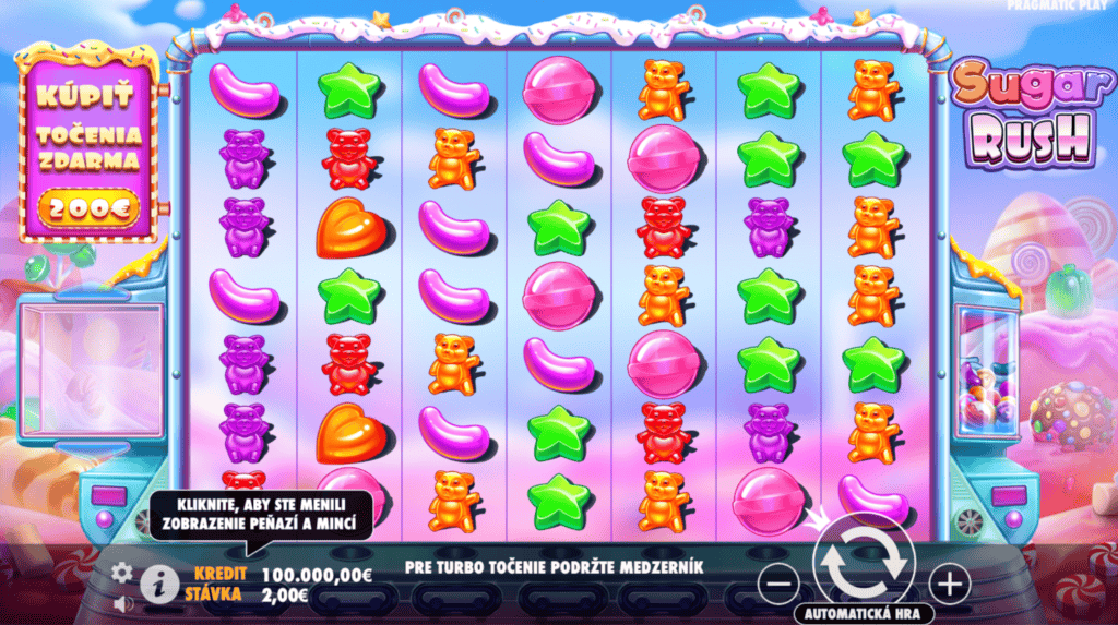 Sugar Rush Pragmatic Play Demo úvodná obrazovka