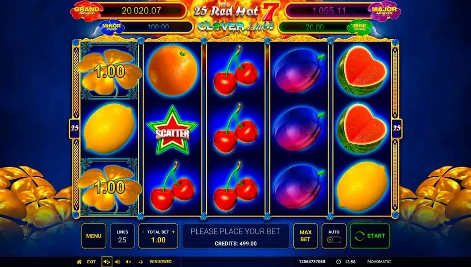 Hraj zadarmo 25 Red Hot 7 Clover Link