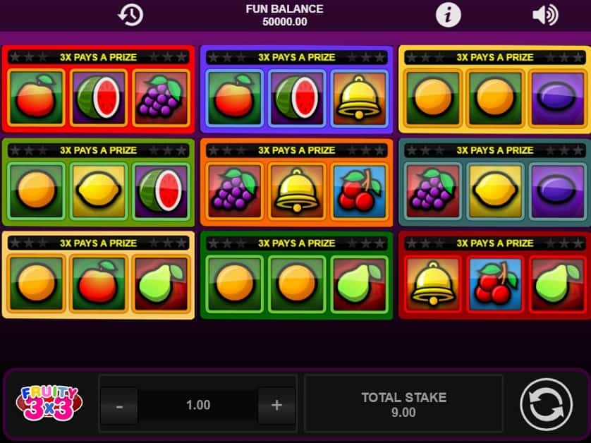 Hraj zadarmo Fruity 3×3
