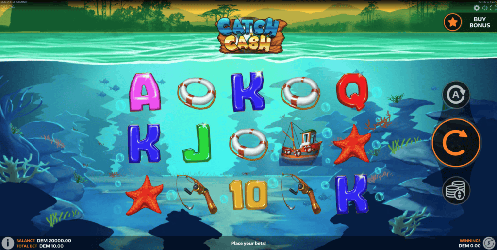 Catch 'n Cash Mancala Gaming Demo úvodná obrazovka