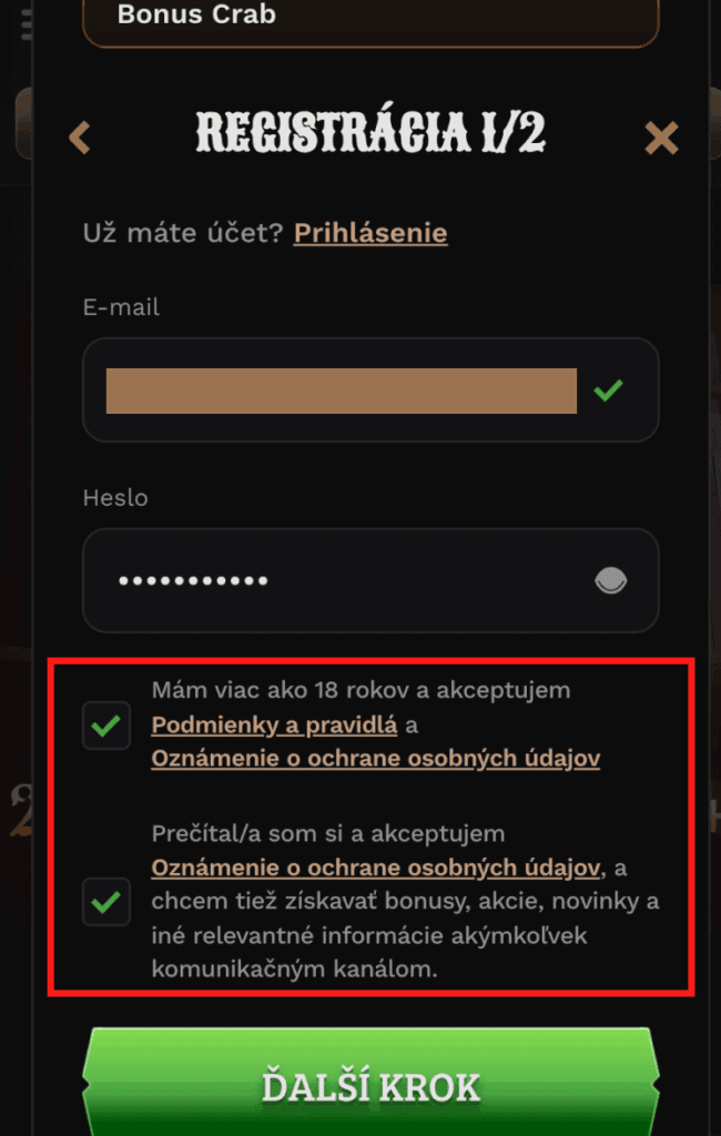 Potvrdenie registrácie