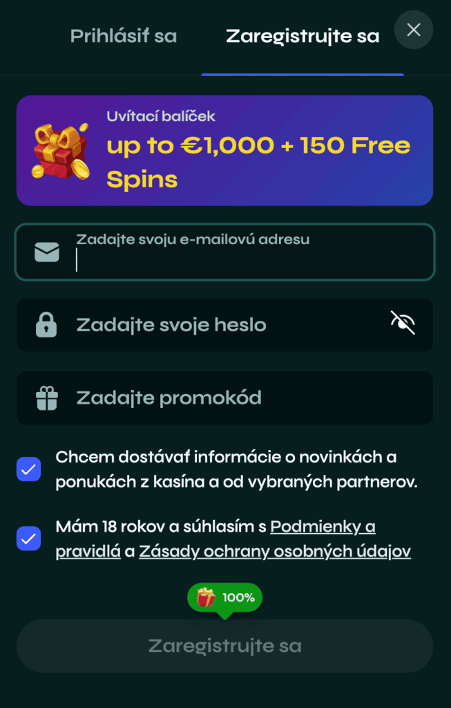 Vytvorte si prihlasovacie údaje