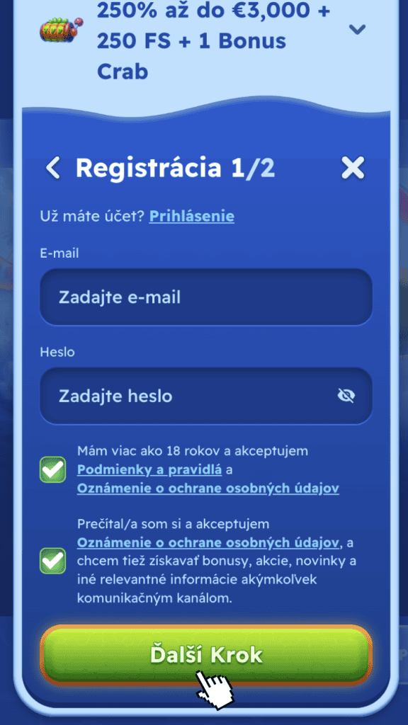 Vyplnenie údajov