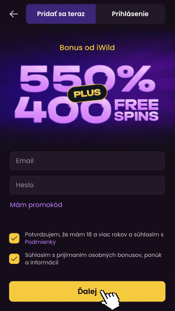 Vytvorenie prihlasovacieho mena a hesla