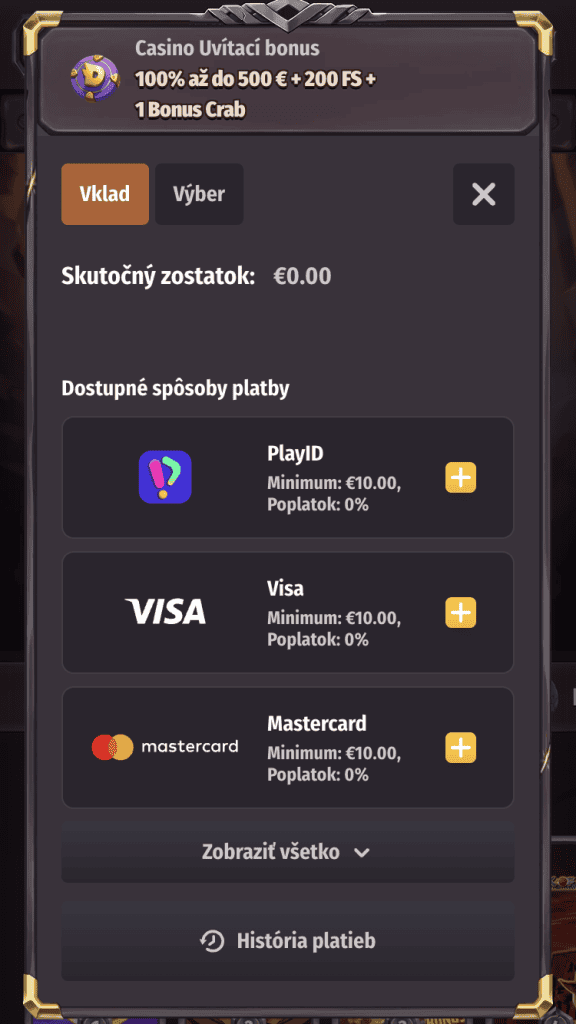Prvý vklad a bonus
