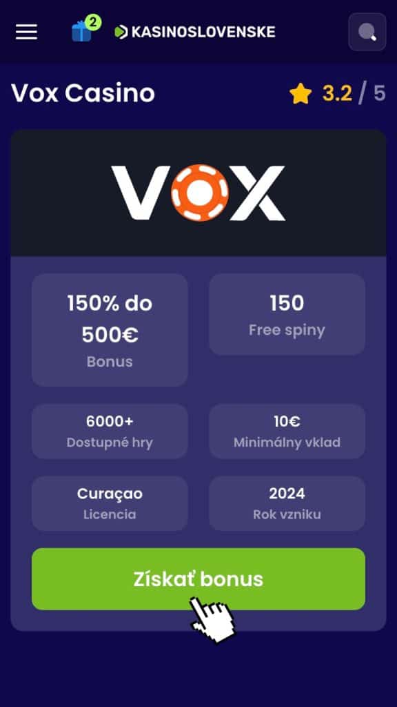 Otvorte Vox casino cez odkaz