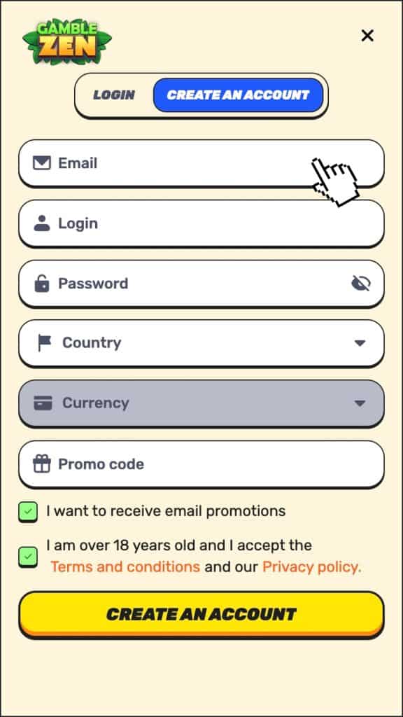 Vytvorenie hráčskeho účtu