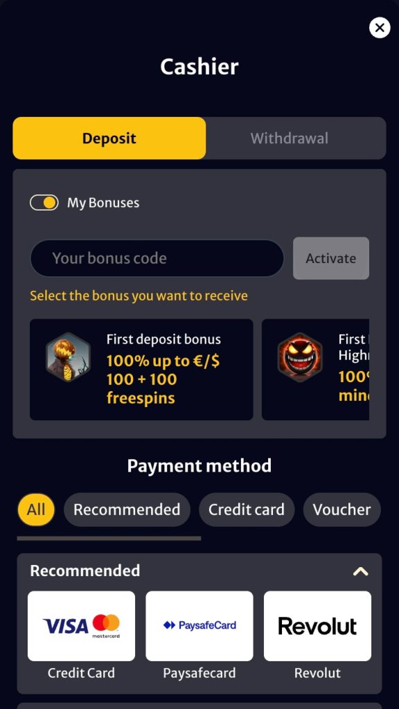 Uskutočnenie vkladu aspoň 20 €