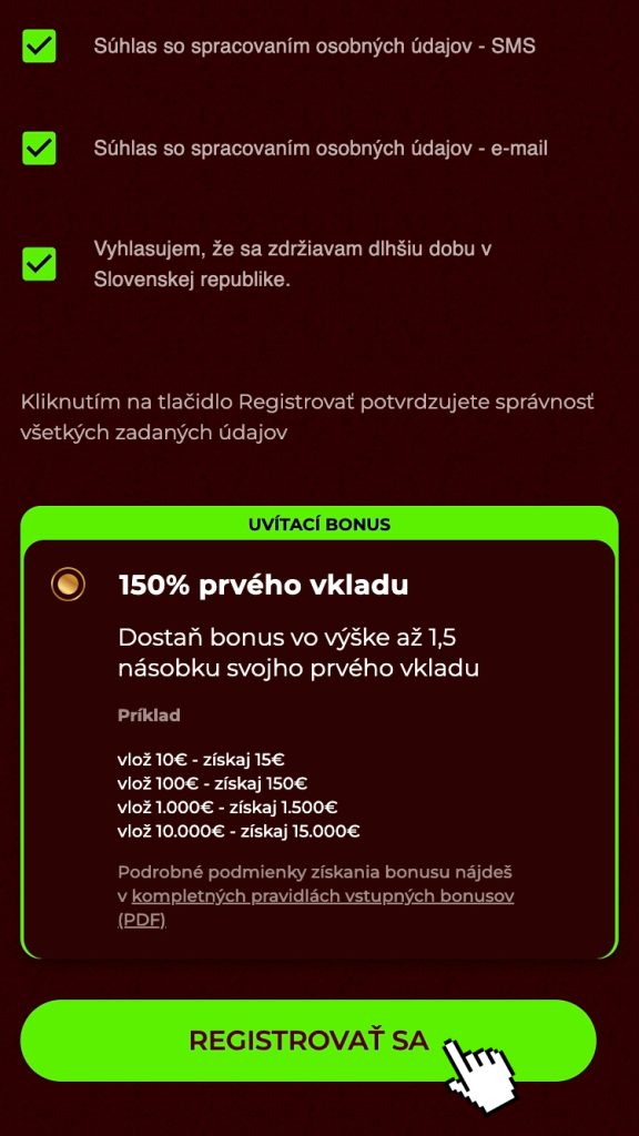 Vytvoriť hráčsky účet