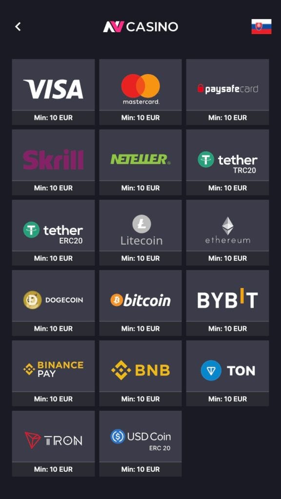 Uskutočnite vklad minimálne 25 €: